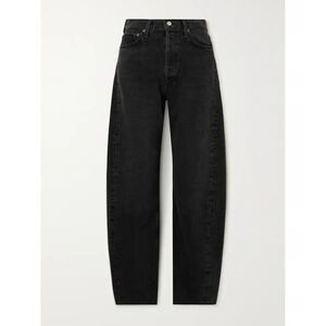 Agolde High Rise Button Fly Tapered Organic Jeans Womens Sz 26 Black Denim